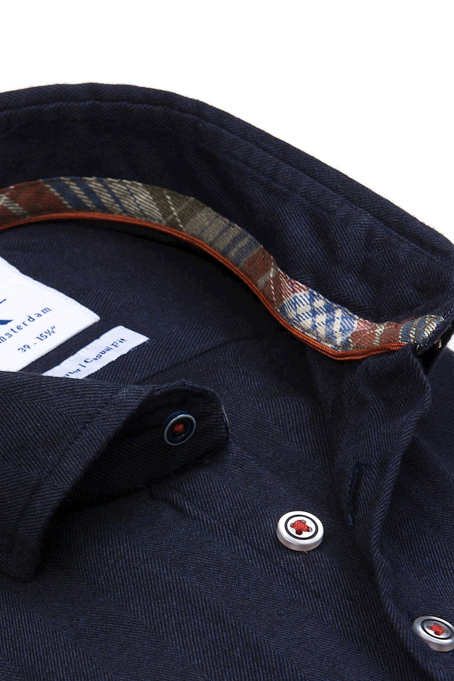 Camicia casual R2 con colletto morbido blu navy