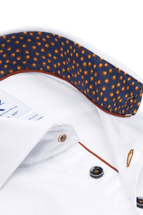 R2 White Shirt With Navy And Orange Trim White R2