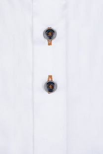 R2 White Shirt With Navy And Orange Trim White R2