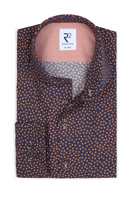 R2 Navy Patterened Shirt Navy Patterned