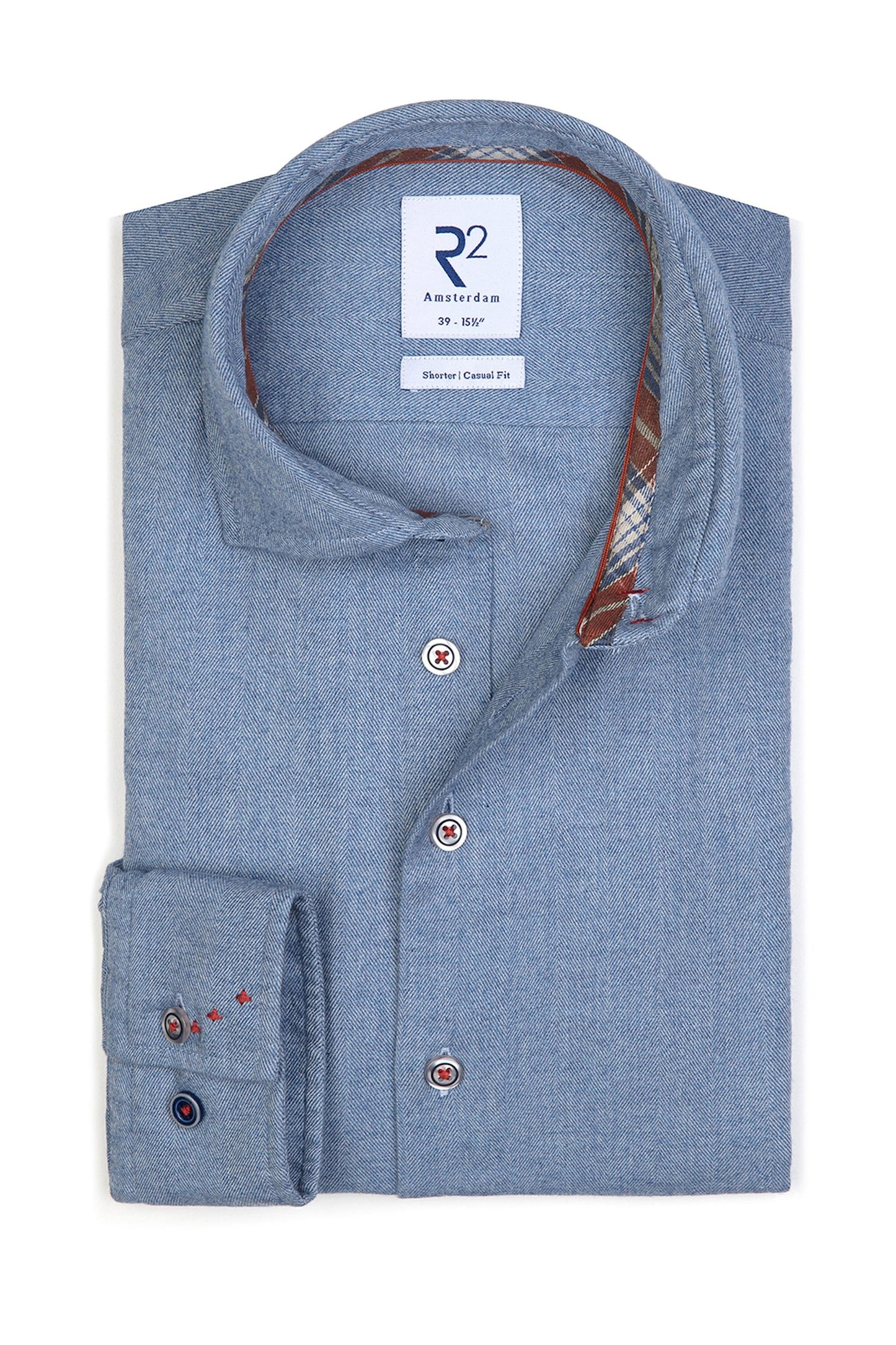 Camicia casual R2 con colletto morbido blu medio