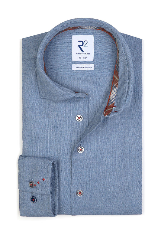 Camicia casual R2 con colletto morbido blu medio