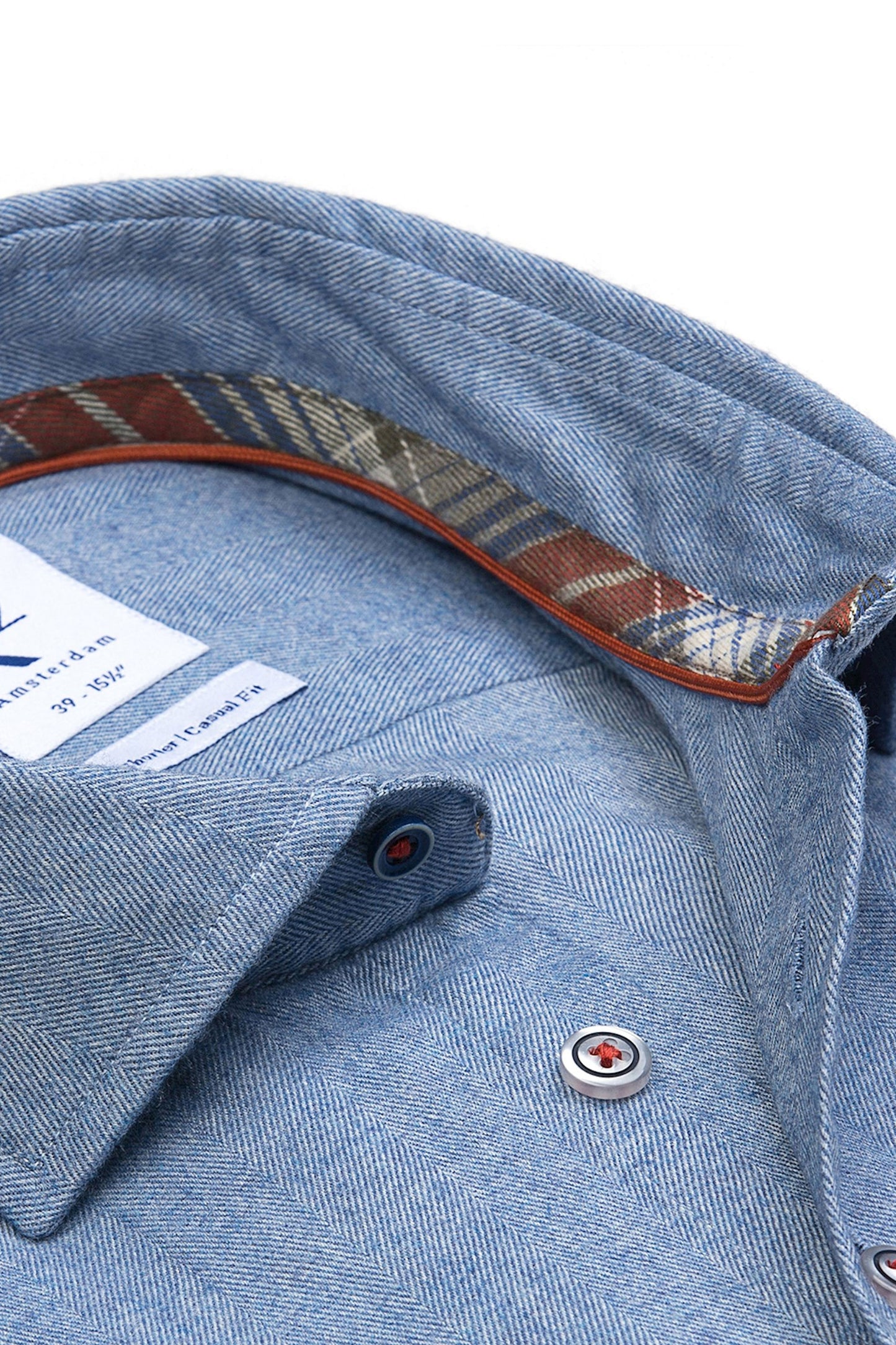 Camicia casual R2 con colletto morbido blu medio