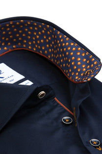 R2 Navy With Orange Trimmed Shirt Navy R2