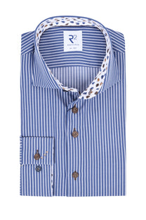 R2 Cut Away Collar Shirt Navy/White Stripe R2