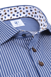 R2 Cut Away Collar Shirt Navy/White Stripe R2