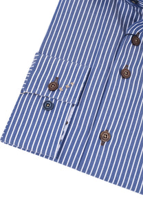 R2 Cut Away Collar Shirt Navy/White Stripe R2