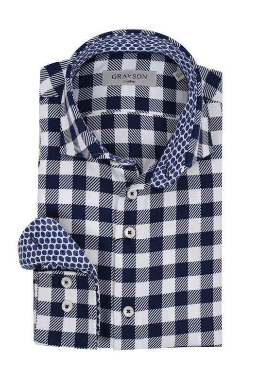 Chemise à carreaux vichy bleu marine Gravson London