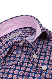 Gravson London Blue & Pink Printed Patterned Shirt Gravson London