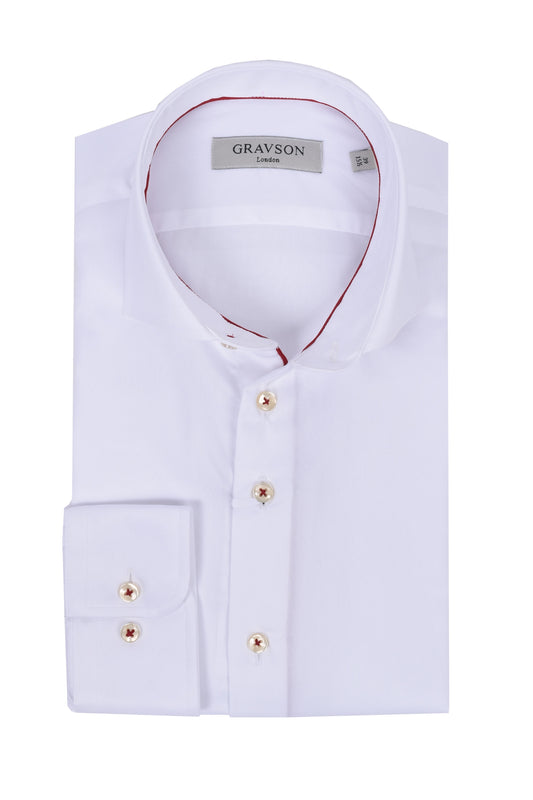 Chemise blanche à bordure rouge Gravson London