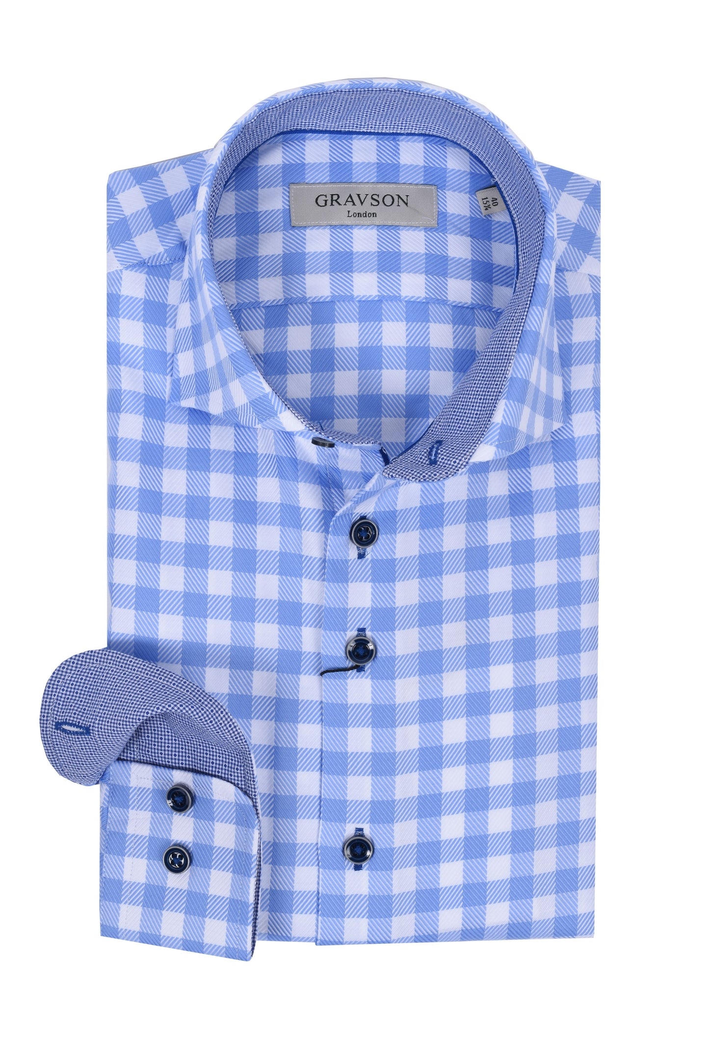 Gravson Light Blue Gingham Check Shirt