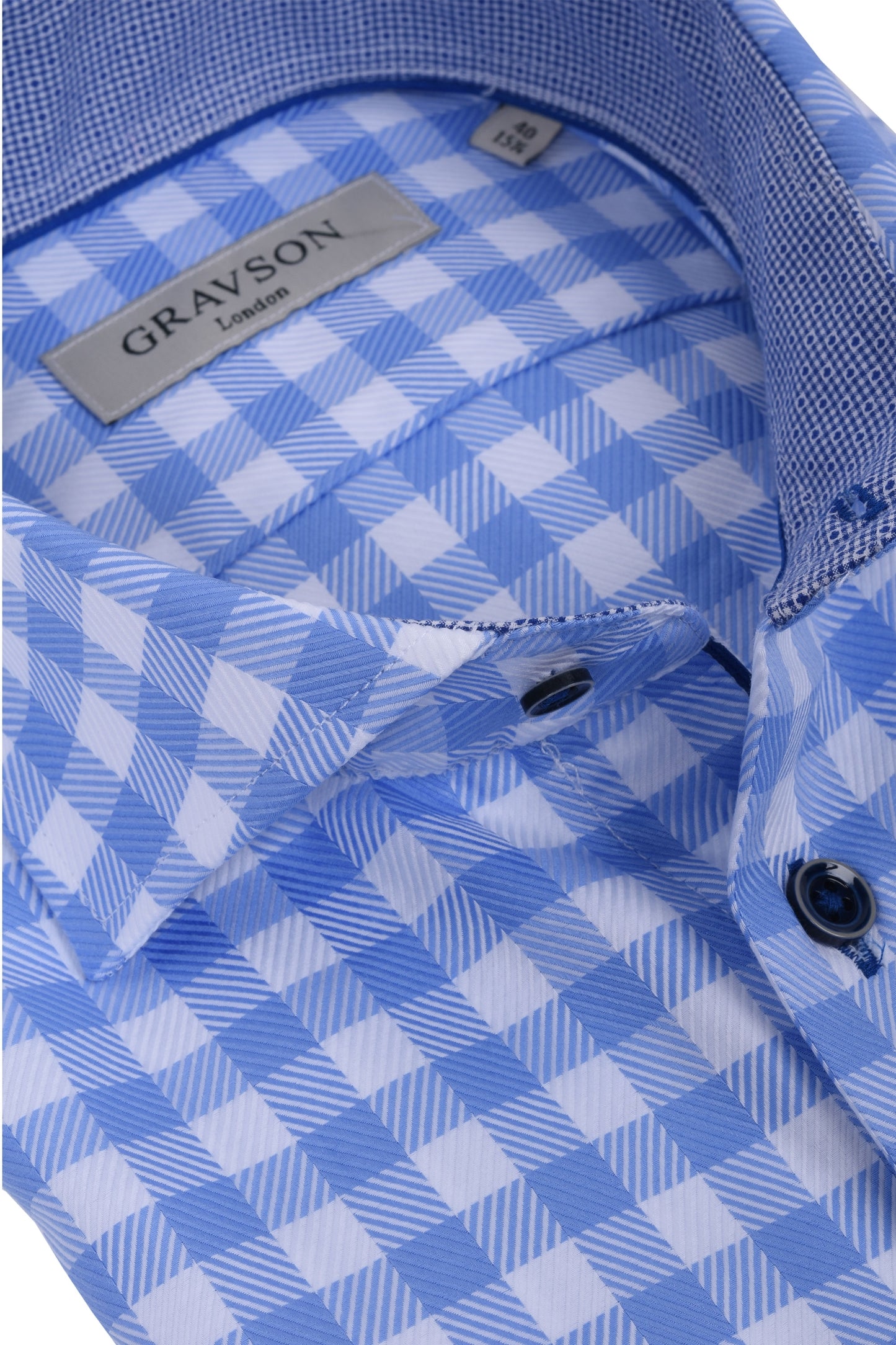 Gravson Light Blue Gingham Check Shirt