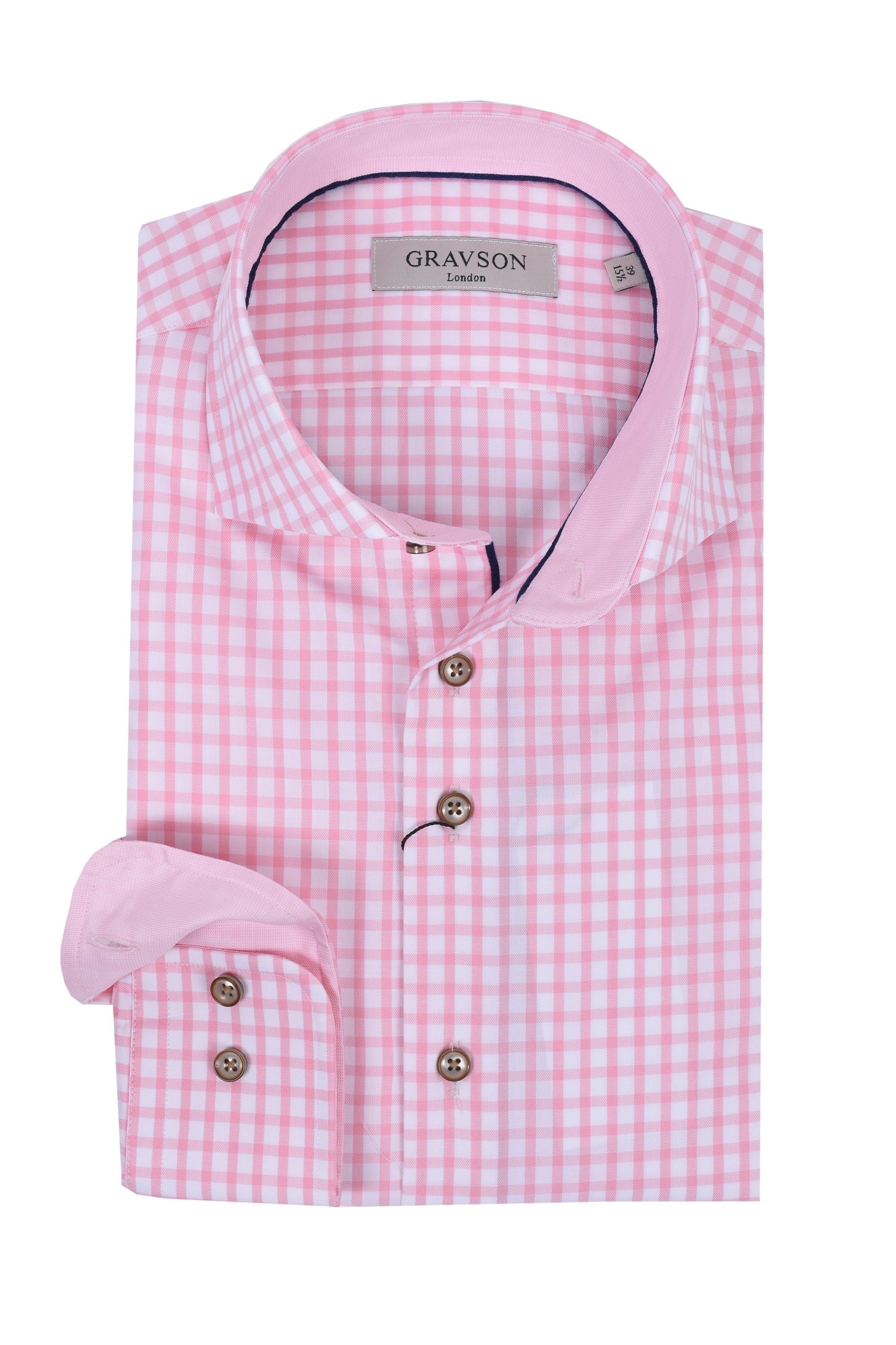 Gravson London Pink Gingham Check Shirt - 14.5/37 Gravson London Pink Gingham Check Shirt - 14.5/37