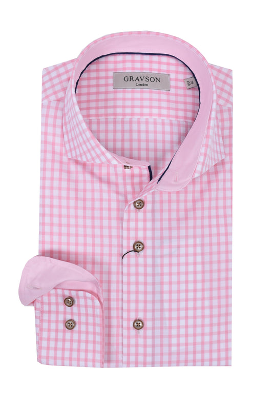 Chemise à carreaux vichy rose Gravson London