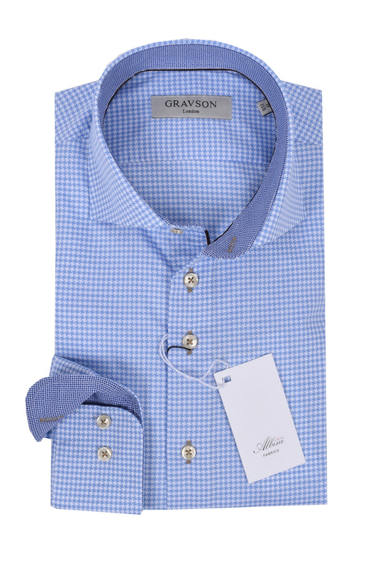 Chemise à carreaux bleu clair à motif pied-de-poule Gravson Bleu clair