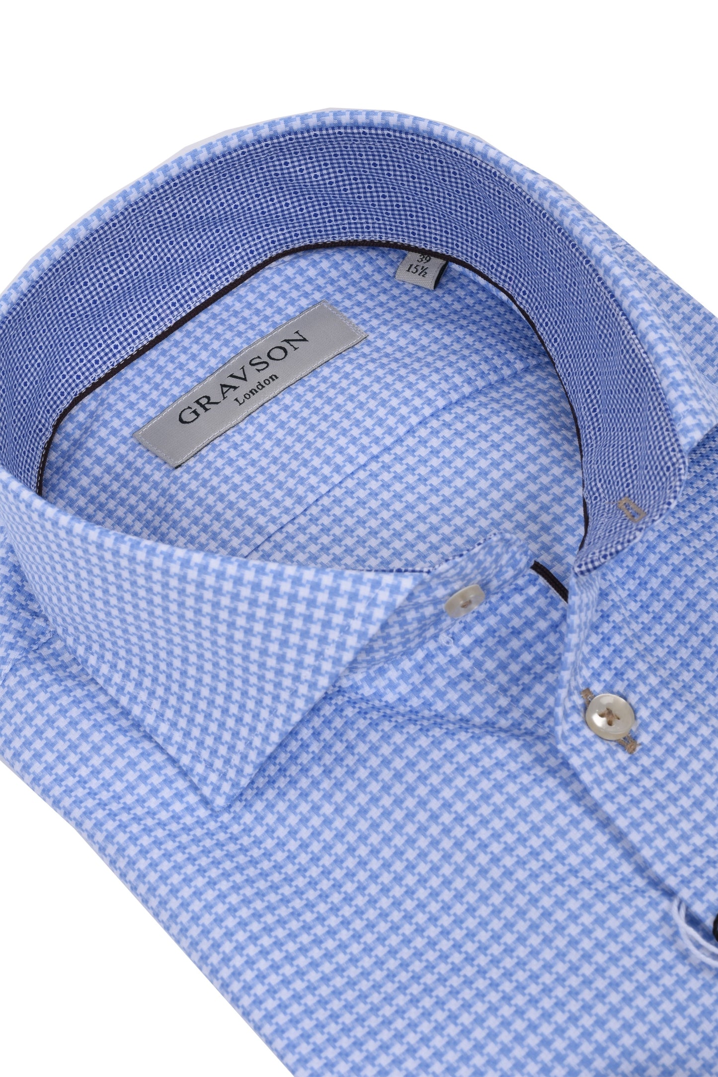 Chemise à carreaux bleu clair à motif pied-de-poule Gravson Bleu clair