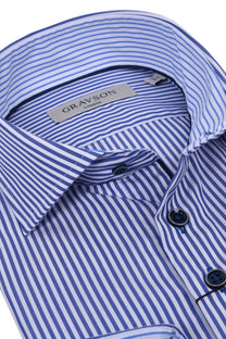 Gravson London Blue & White Stripe Shirt Gravson London