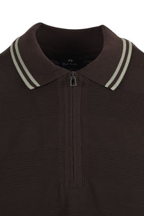 PAUL SMITH REG FIT ZIP POLO BROWN