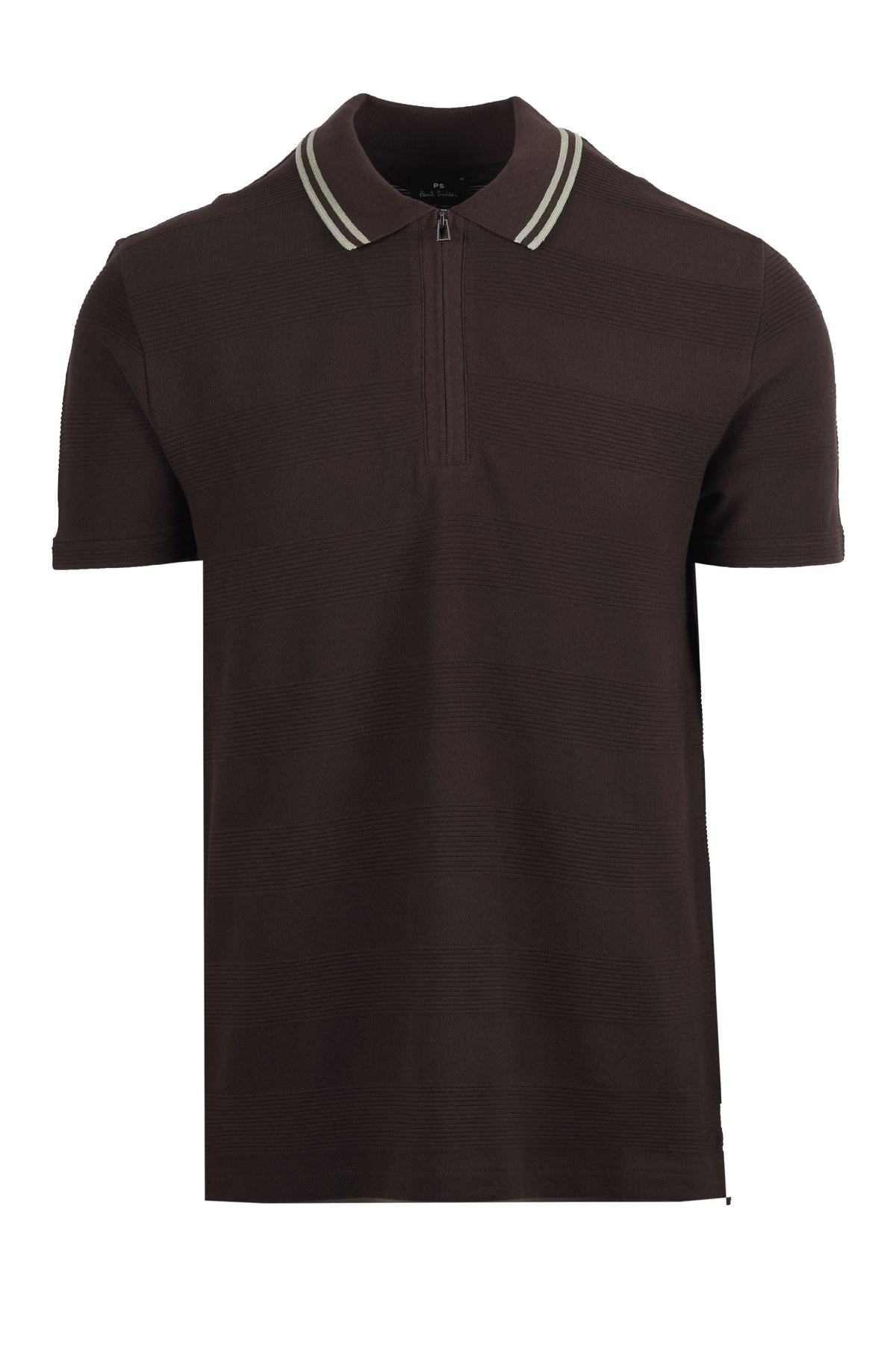 PAUL SMITH REG FIT ZIP POLO BROWN