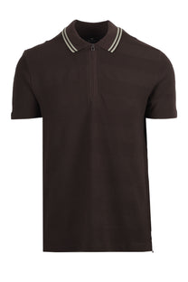 PAUL SMITH REG FIT ZIP POLO BROWN