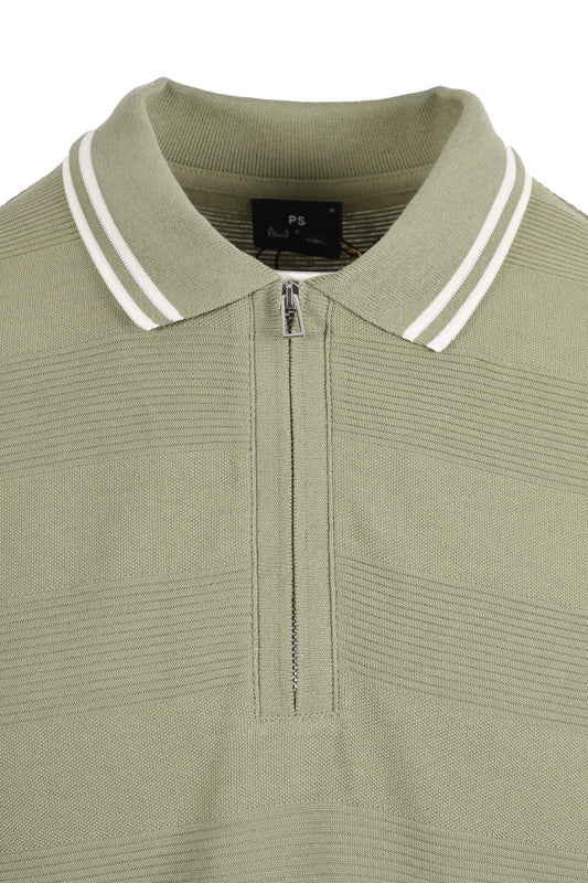 PAUL SMITH REG FIT ZIP POLO GREEN