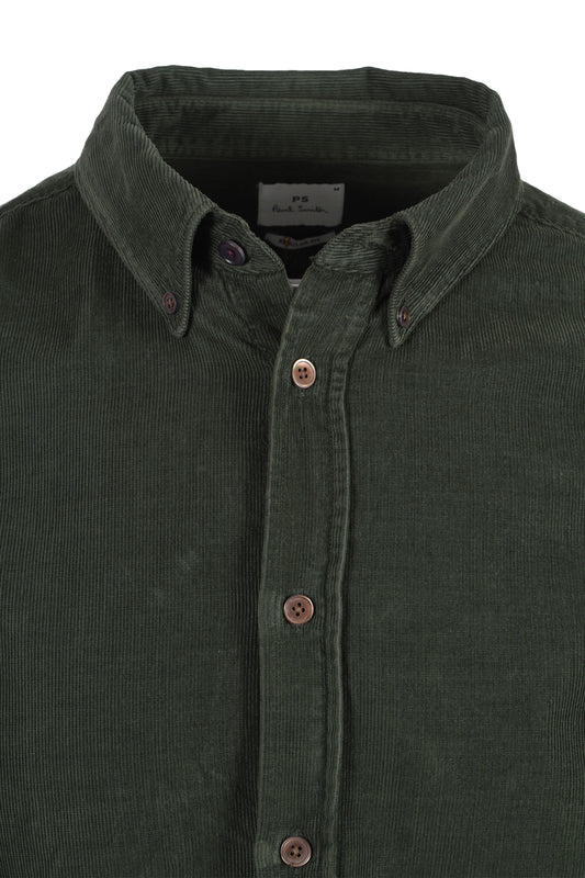 PAUL SMITH LS REGULAR FIT CORD SHIRT GREEN