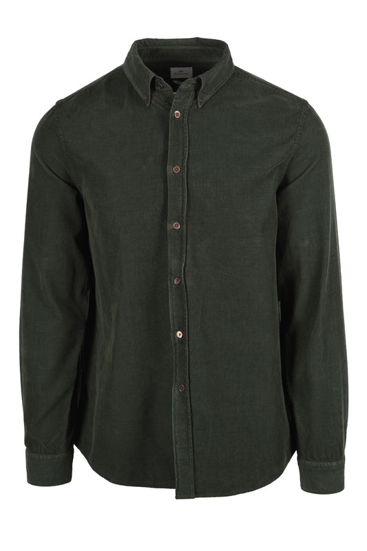 PAUL SMITH LS REGULAR FIT CORD SHIRT GREEN