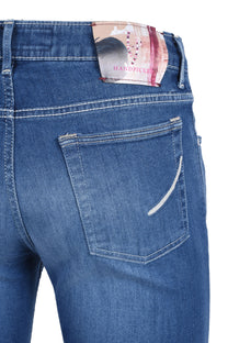 Handpicked Ravello Pink Painted Badge Jeans Light Blue Handpicked