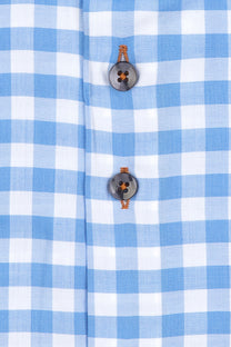 R2 Cut Away Collar Long Sleeved Shirt Light Blue Check R2