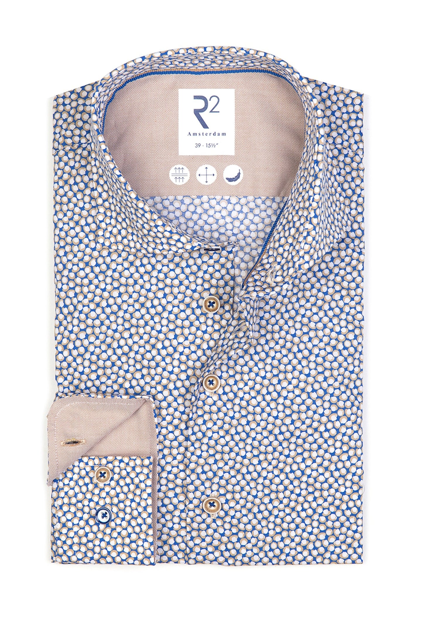Camicia a maniche lunghe con colletto tagliato R2 fantasia