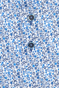 R2 Cut Away Collar Long Sleeved Shirt Blue Floral R2
