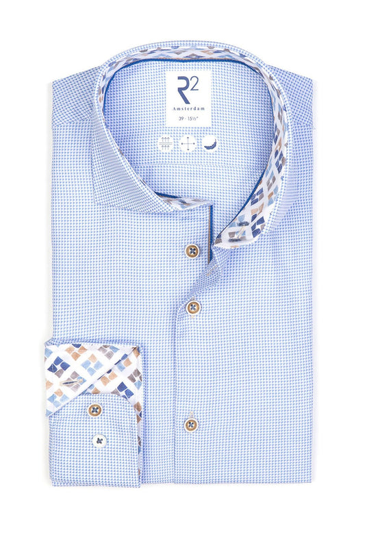 Camicia a maniche lunghe con colletto tagliato R2 Cobalto