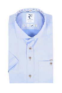 R2 Cut Away Collar Short Sleeved Shirt Light Blue R2