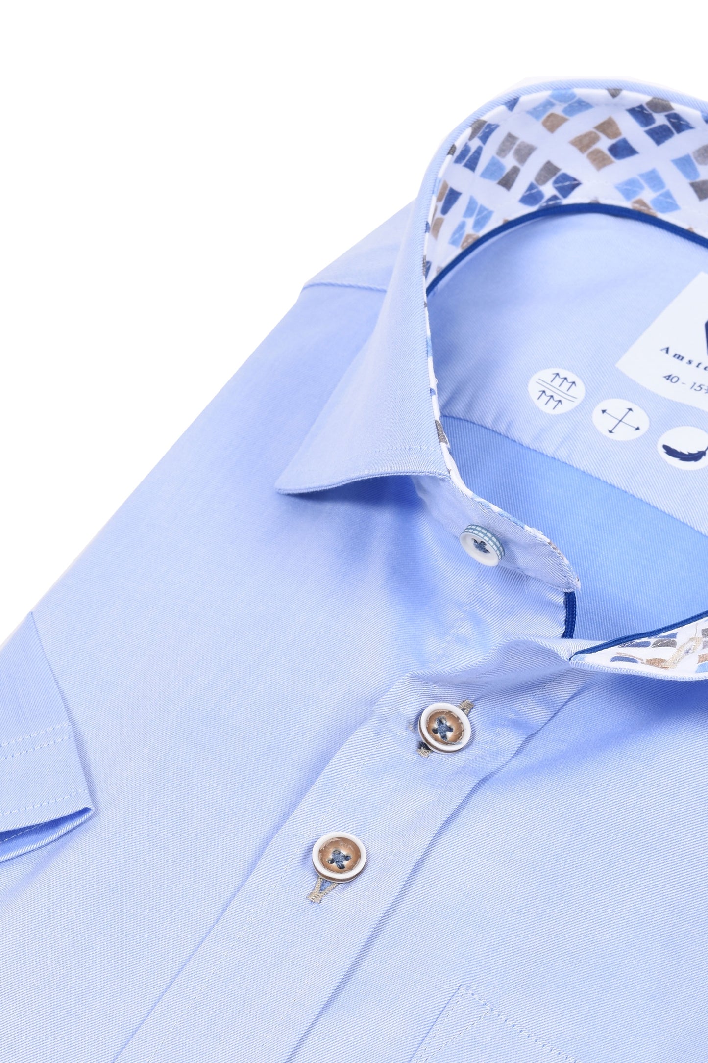 Camicia a maniche corte con colletto tagliato R2 azzurro chiaro