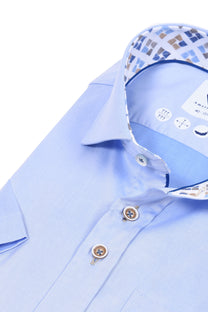 R2 Cut Away Collar Short Sleeved Shirt Light Blue R2