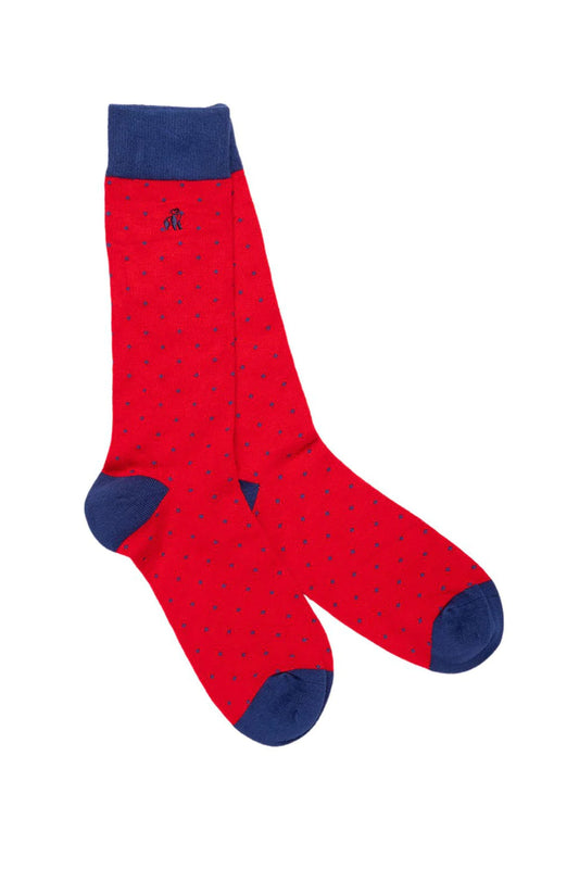 Chaussettes en bambou Swole Panda à pois rouges