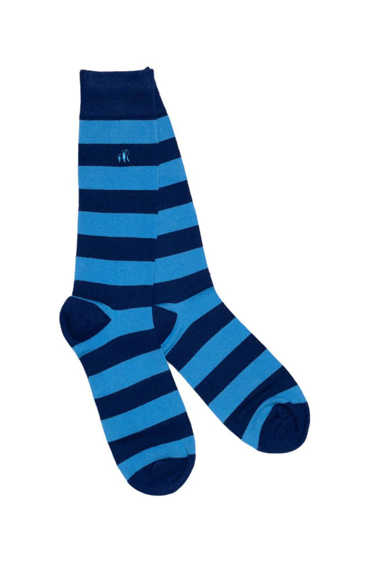 Chaussettes Swole Panda en bambou à rayures bleu ciel