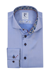 R2 Cutaway Collar Shirt Trimmed With Liberty Print Light Blue R2