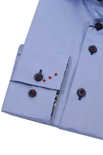 R2 Cutaway Collar Shirt Trimmed With Liberty Print Light Blue R2