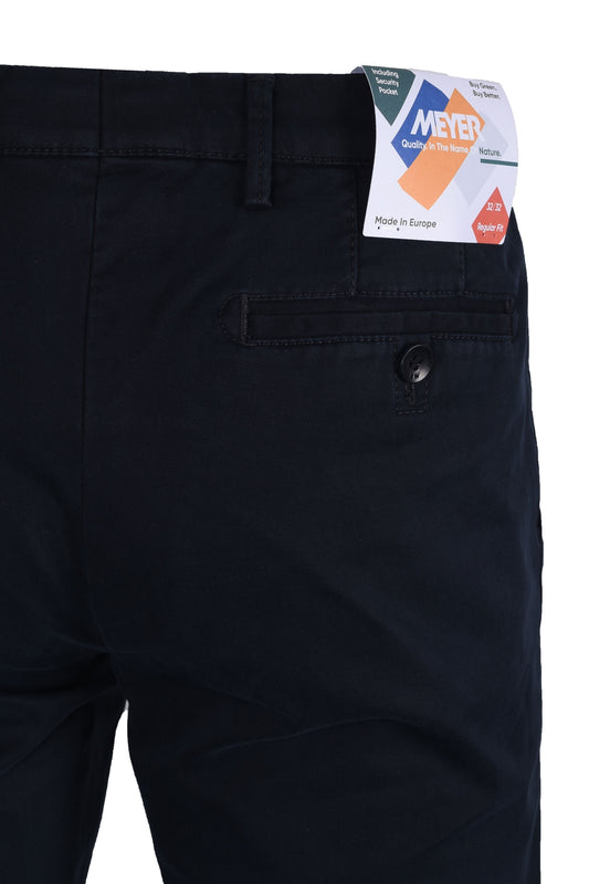 Meyer Roma Cotton Chino Straight Fit Trousers Navy