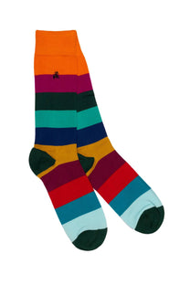 Swole Panda Bamboo Socks Multi Stripe Block Swole Panda