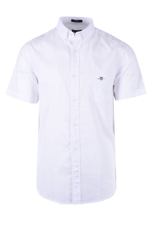 Camicia a maniche corte in cotone e lino Gant Reg bianca