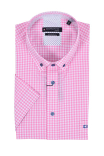 Giordano Regular Fit Short Sleeved Shirt Pink Check Giordano
