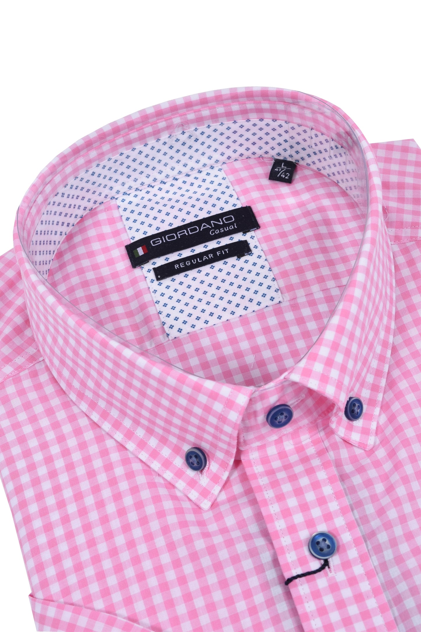 Giordano Regular Fit Short Sleeved Shirt Pink Check