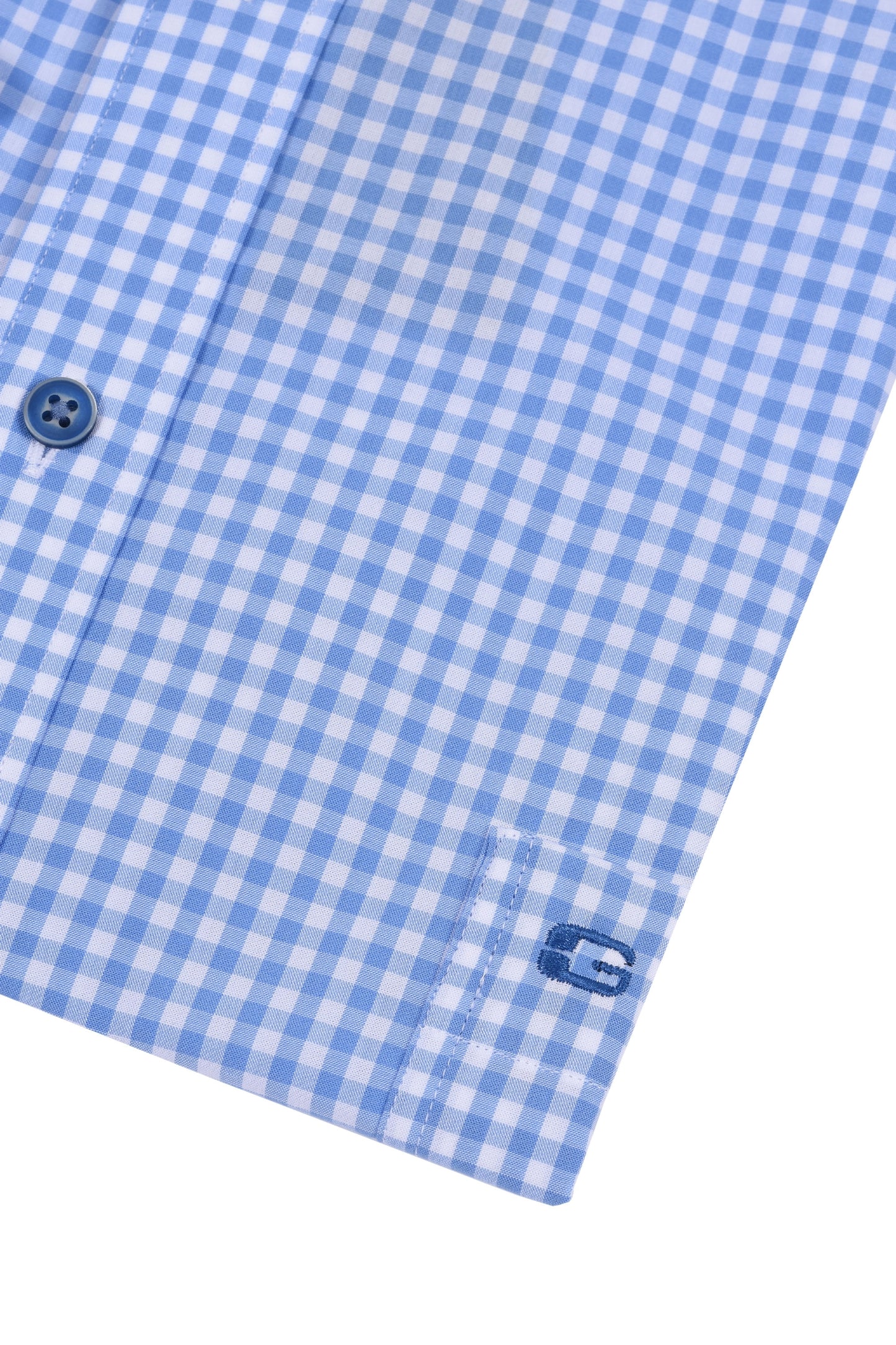 Camicia a maniche corte Giordano Regular Fit a quadri azzurri
