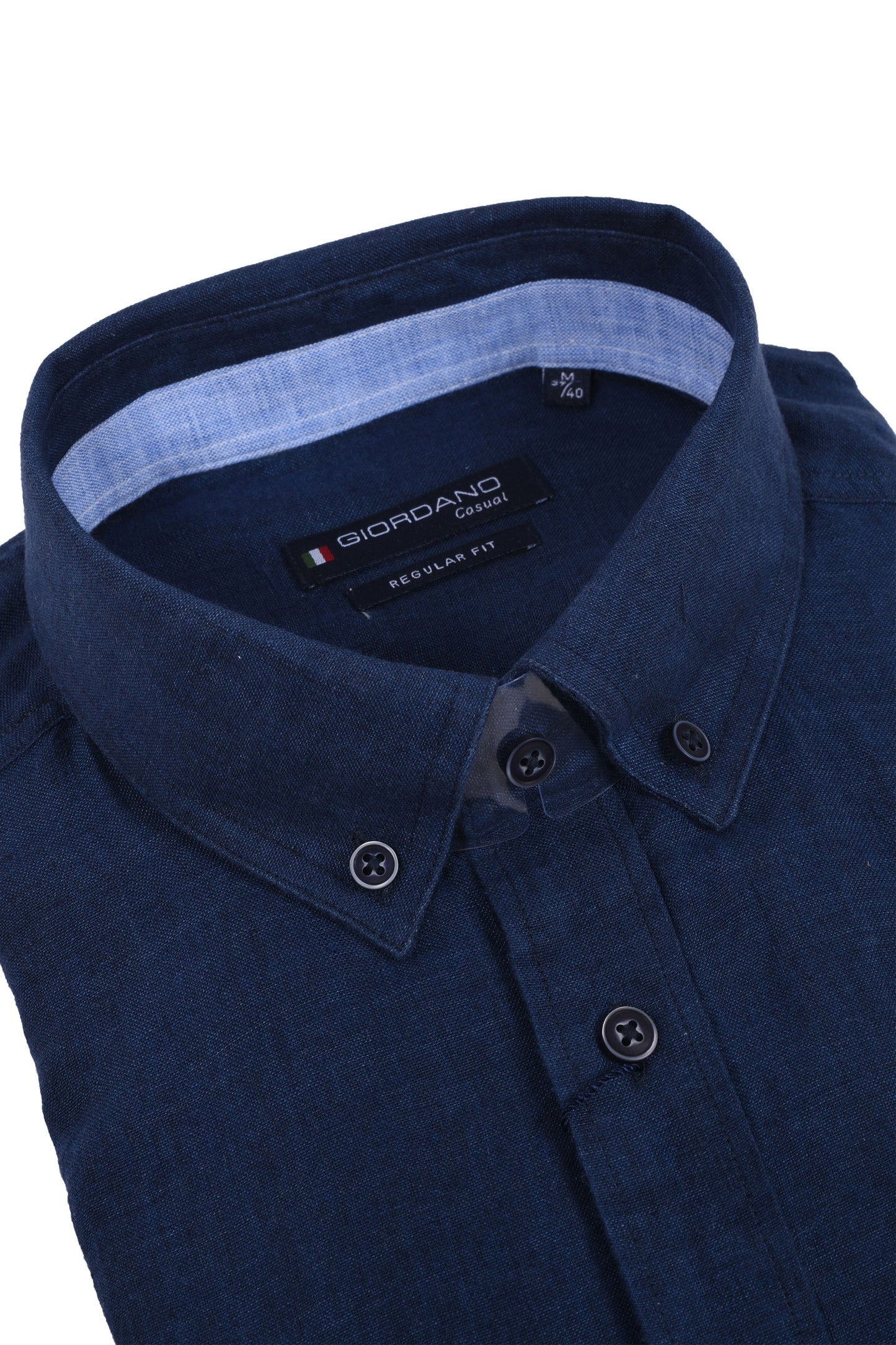 Chemise en lin coupe classique Giordano bleu marine