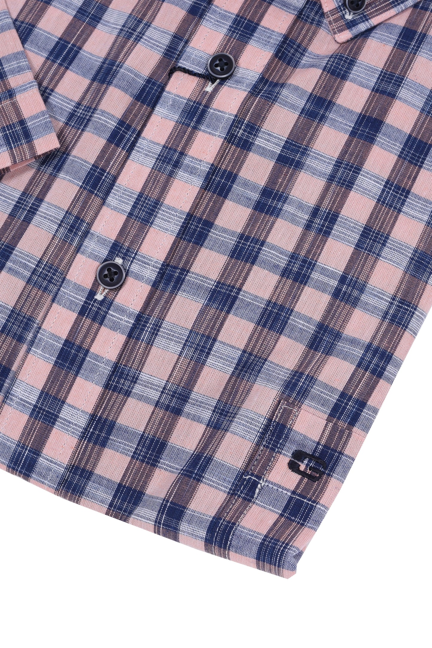 Giordano Regular Fit Short Sleeve Shirt Blue Pink Check