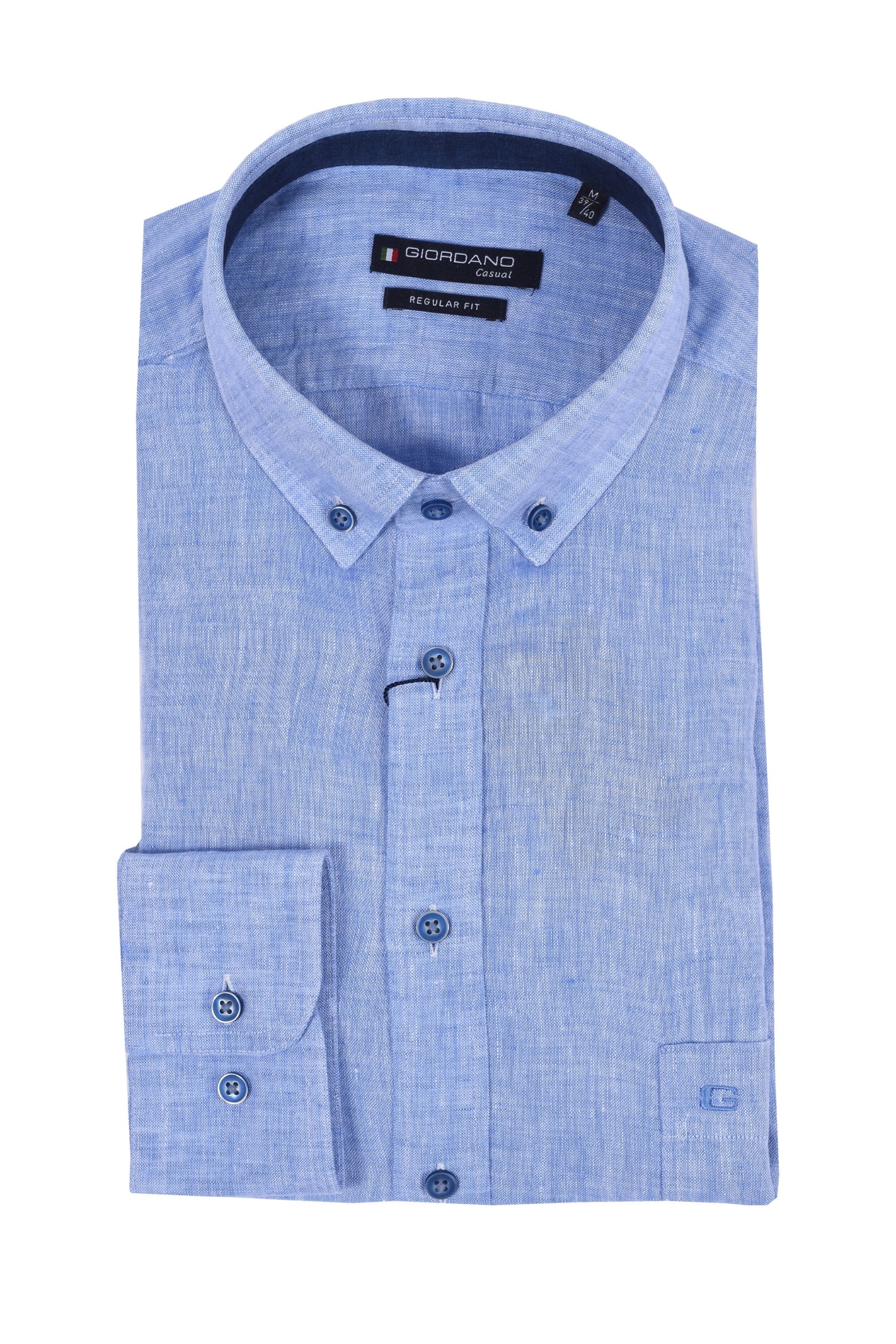 Chemise en lin coupe classique Giordano bleu clair