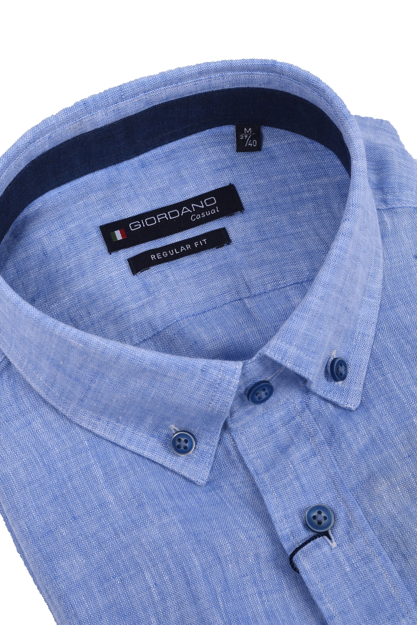 Chemise en lin coupe classique Giordano bleu clair