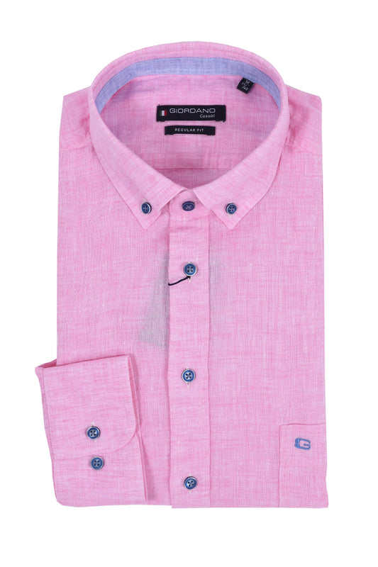 Giordano Regular Fit Linen Shirt Pink
